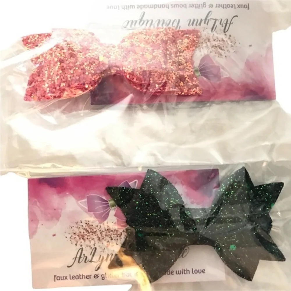 BRAND NEW HANDMADE SWEET SPARKLY GIRLS HAIR BOWS FLORAL SPARKLE SET OF 10